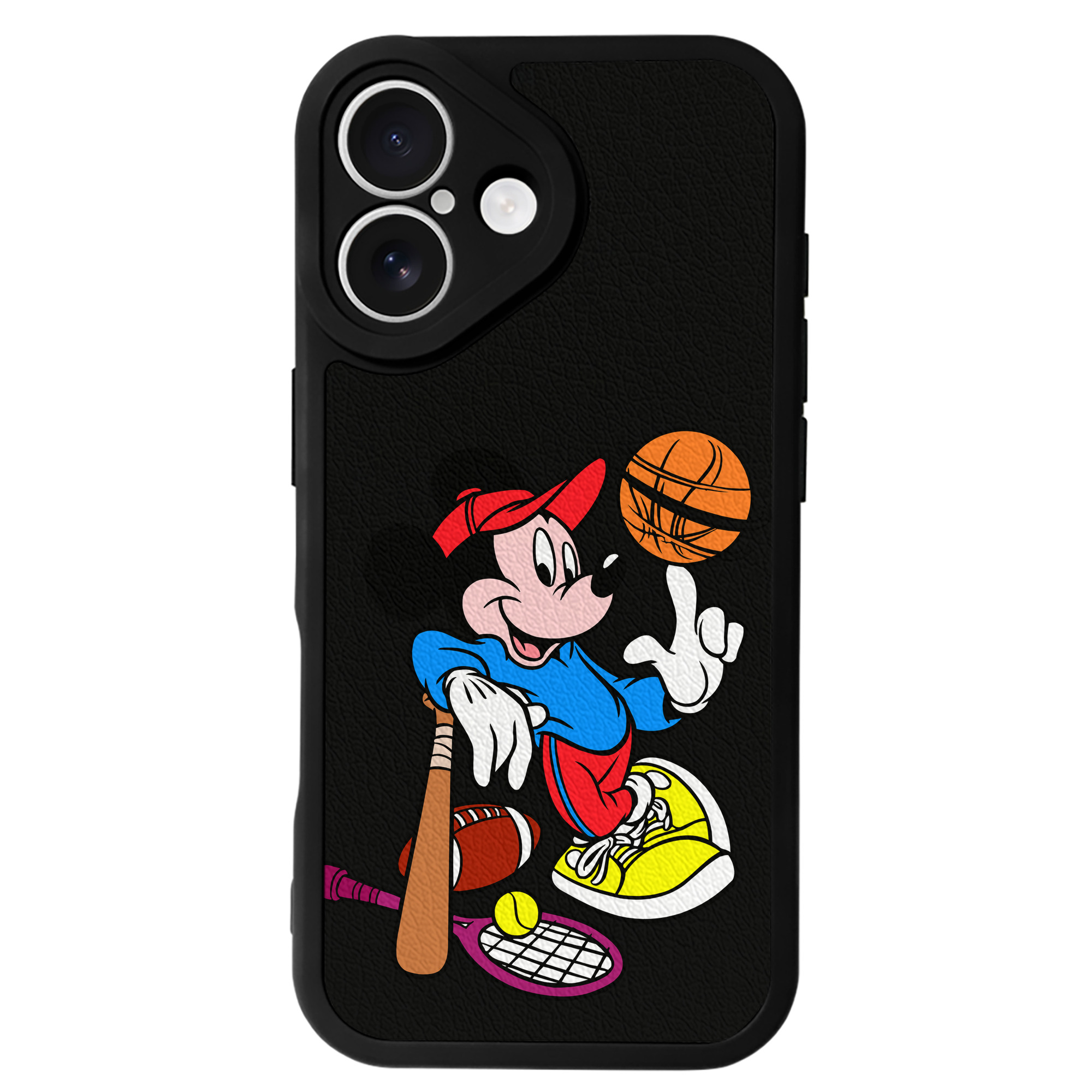（画像用） ミッキーマウス Mickey Mouse 【iPhone 16シリーズ対応】シリコンスマホケース（レザー調） 材質：シリコン